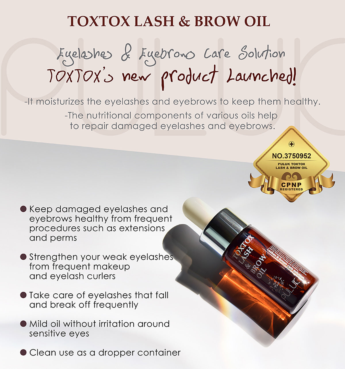 TOXTOX Lash&amp;Brow Oil - 13g | For Sterke og Sunne Øyevipper og Bryn