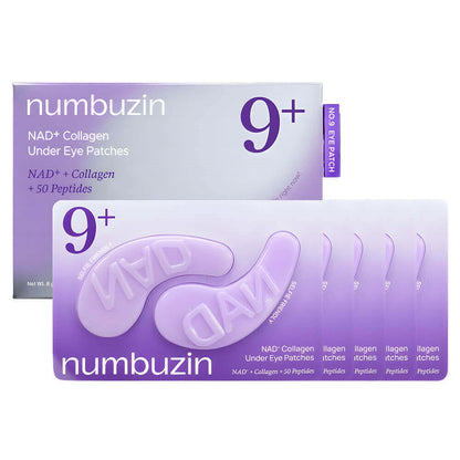 numbuzin No.9 NAD+ Collagen Under Eye Patches med NAD+, kollagen og 50 peptider